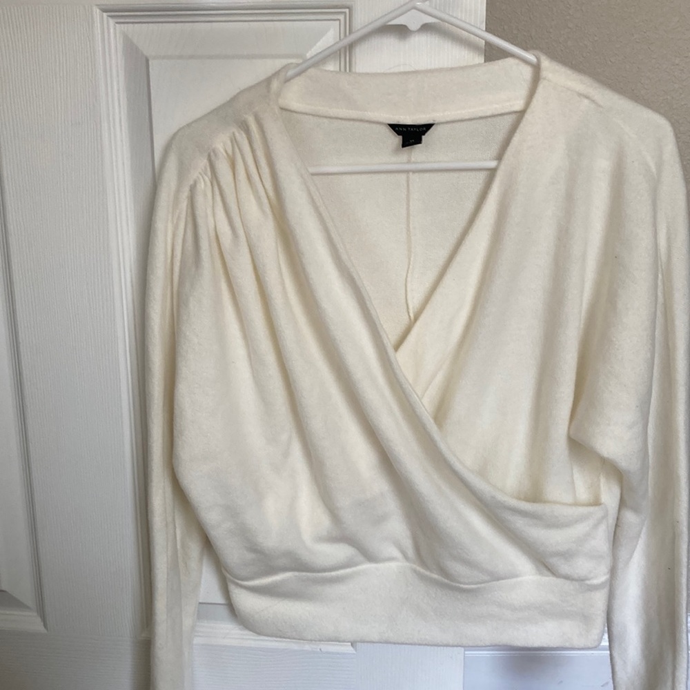 Ann Taylor white wrap sweater
